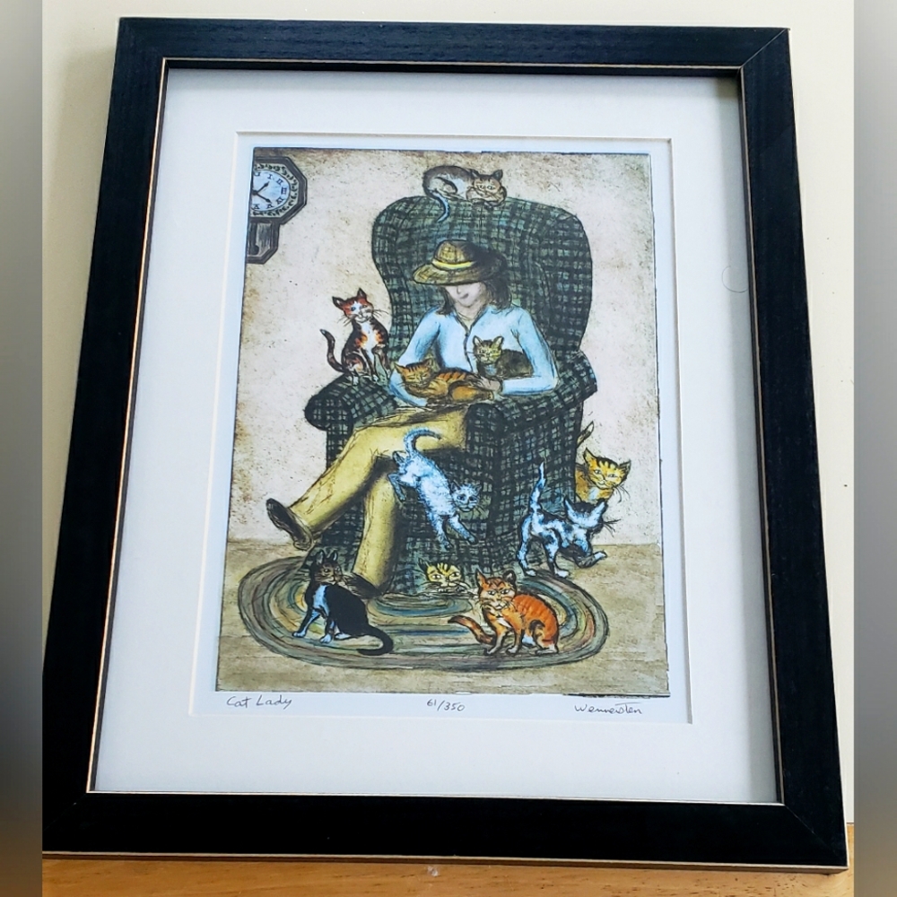 Cat Lady print by Jay Wennersten